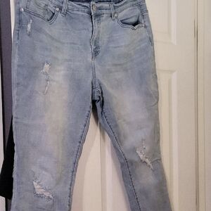 DG2 Women's Distressed Light Blue Jeans